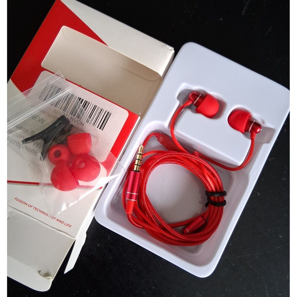 377 Earbuds Headroom Smart Headphones With Remote And Microphone Red